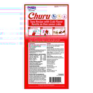 🐱🦀 Inaba Churu – Snack Cremoso de Atún con Cangrejo para Gatos (4 Tubos)