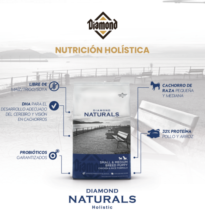 🐶🥣 Diamond Naturals Puppy – Alimento Seco Super Premium para Cachorros de Raza Pequeña y Mediana (2.72 kg / 6 lb)