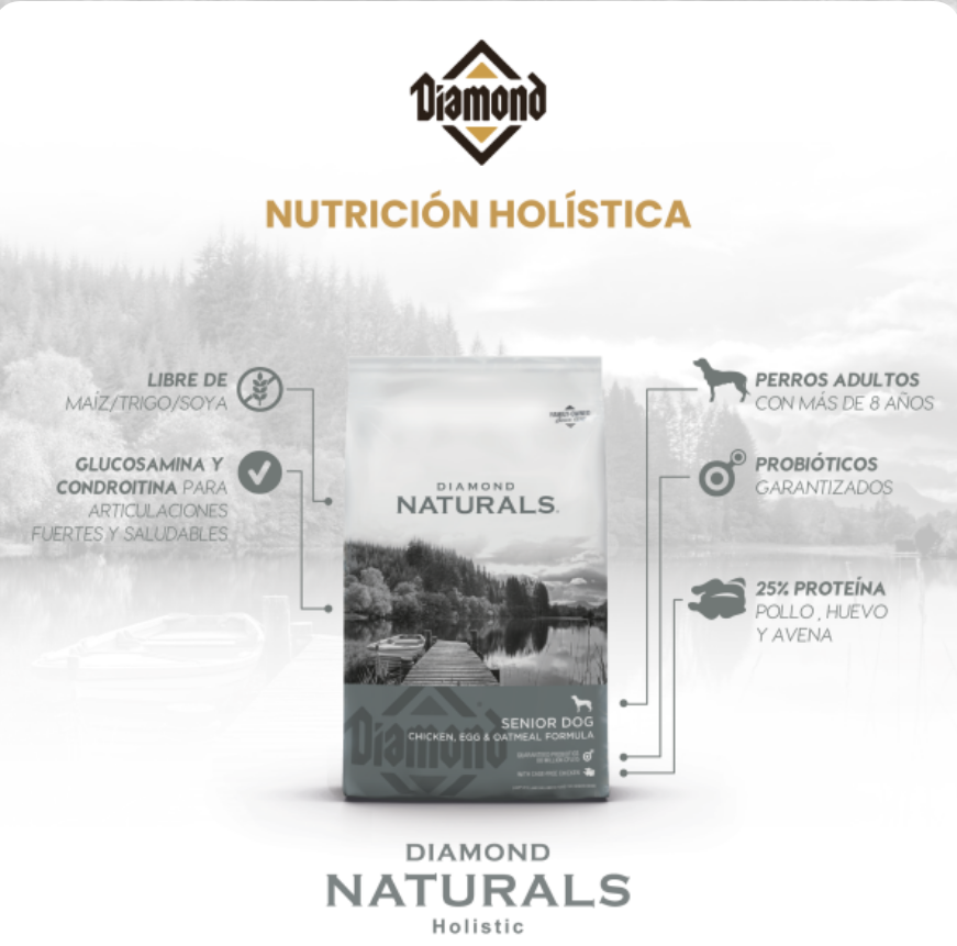 🐶👴 Diamond Naturals Senior Dog 25/11 – Alimento para Perros Mayores (6 lbs | 2.72 kg, 8.16kg/18lb, 15,87/35lb)