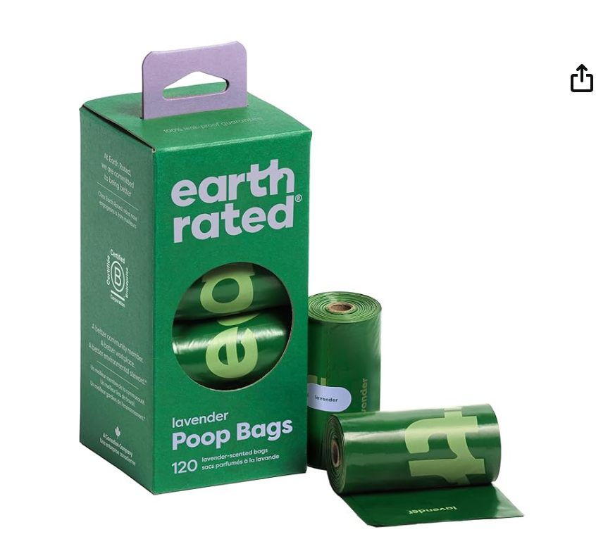 Bolsas Biodegradables Earth Rated Lavanda y sin aroma P/ Heces 8 Rollos