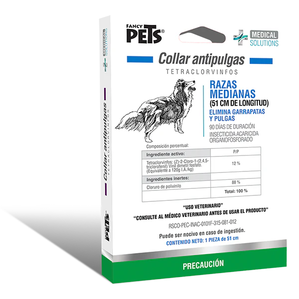 🐶🛡️ MS Collar Antipulgas para Perros de Raza Mediana – Fancy Pets (51 cm)