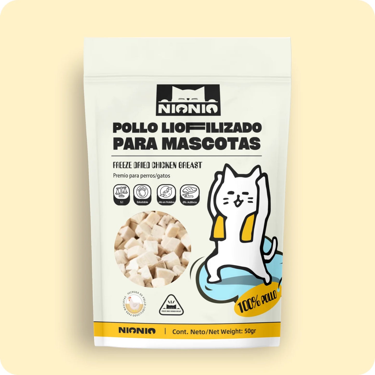 🐔 Premios Freeze Dried de Pollo – 50 g (Cubos Pequeños)