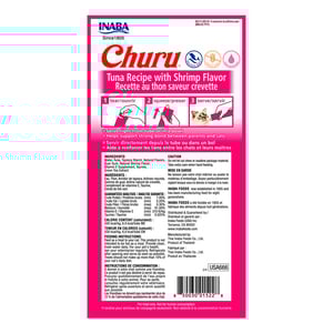 🐱🦐 Inaba Churu – Snack Cremoso de Atún con Camarón para Gatos (4 Tubos)