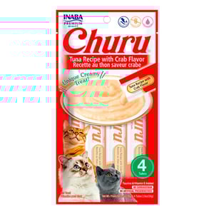 🐱🦀 Inaba Churu – Snack Cremoso de Atún con Cangrejo para Gatos (4 Tubos)