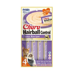 🐱🧴 Inaba Churu Hairball Control – Snack Cremoso de Atún para Gato (4 Tubos)