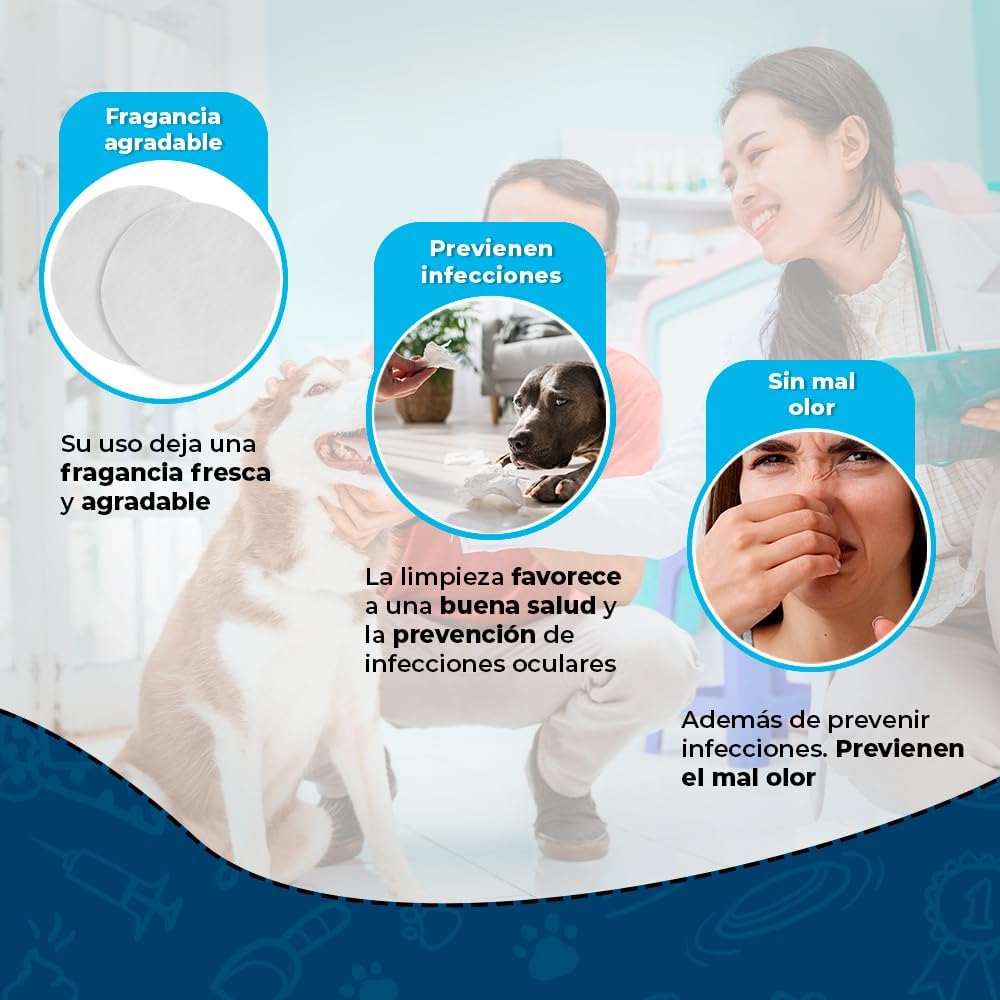 Fancy Pets Medical Solutions Toallitas Limpiadoras de Ojos para Perro y/o Gato con 80 Piezas