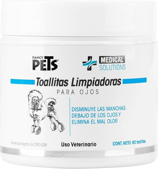 Fancy Pets Medical Solutions Toallitas Limpiadoras de Ojos para Perro y/o Gato con 80 Piezas