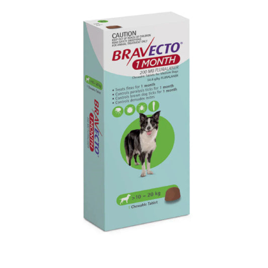 🐶🛡️ Bravecto 1 Mes – Antipulgas y Garrapatas para Perros de 10 a 20 kg (200 mg)