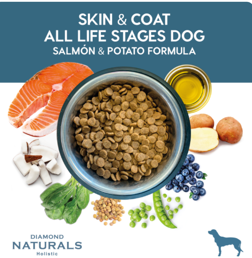 🐶✨ Diamond Naturals Skin &amp; Coat 25/14 – Alimento Premium para Perros (4.4 lbs | 2.0 kg, 6.79kg/ 15lb, 13.58kg/30lb)
