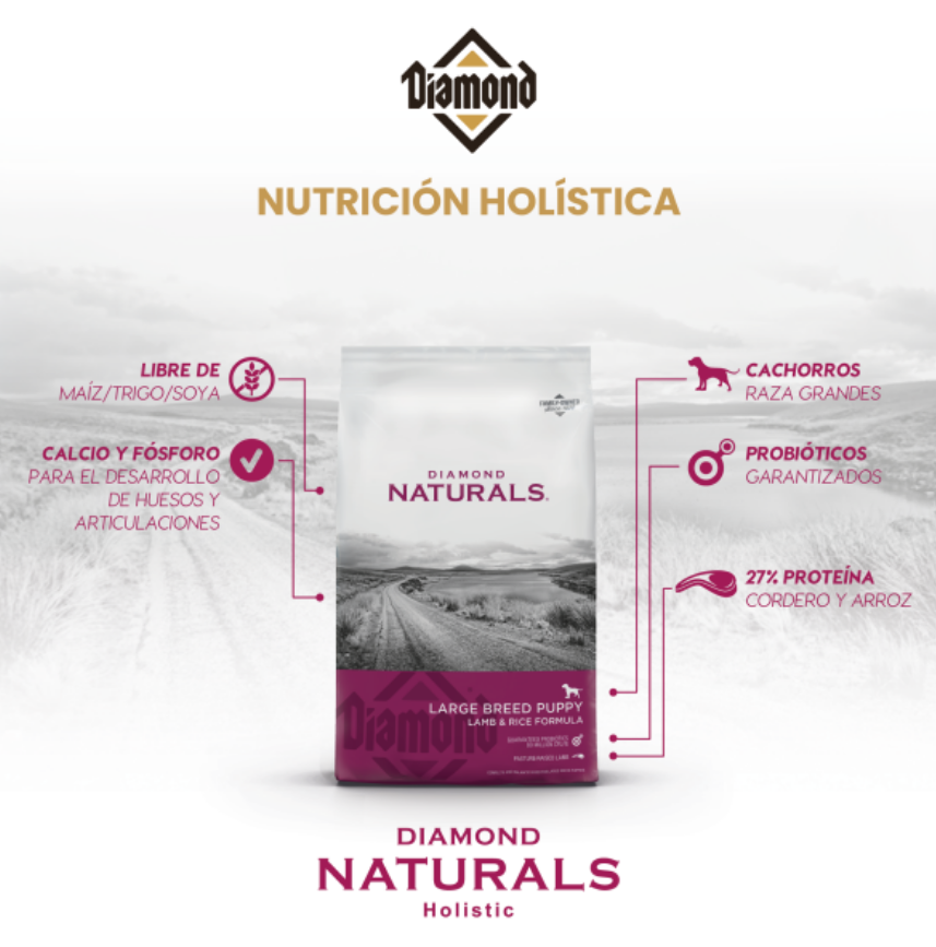 🐶🍼 Diamond Naturals Large Breed Puppy – Alimento para Cachorros de Raza Mediana y Grande
