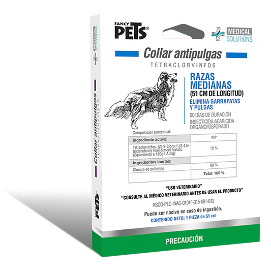 🐶🛡️ MS Collar Antipulgas para Perros de Raza Mediana – Fancy Pets (51 cm)