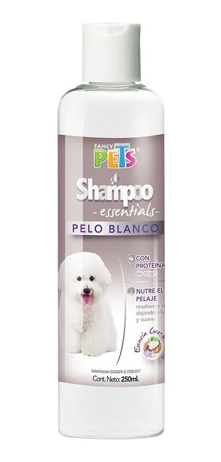 🧴🐶 Shampoo Essentials Fancy Pets – Pelo Blanco con Fragancia a Coco (250 ml)