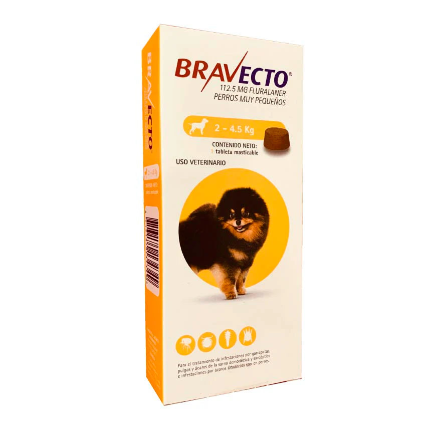 🐶🛡️ Bravecto 3 Meses – Antipulgas y Garrapatas para Perros de 2 a 4.5 kg (112.5 mg)